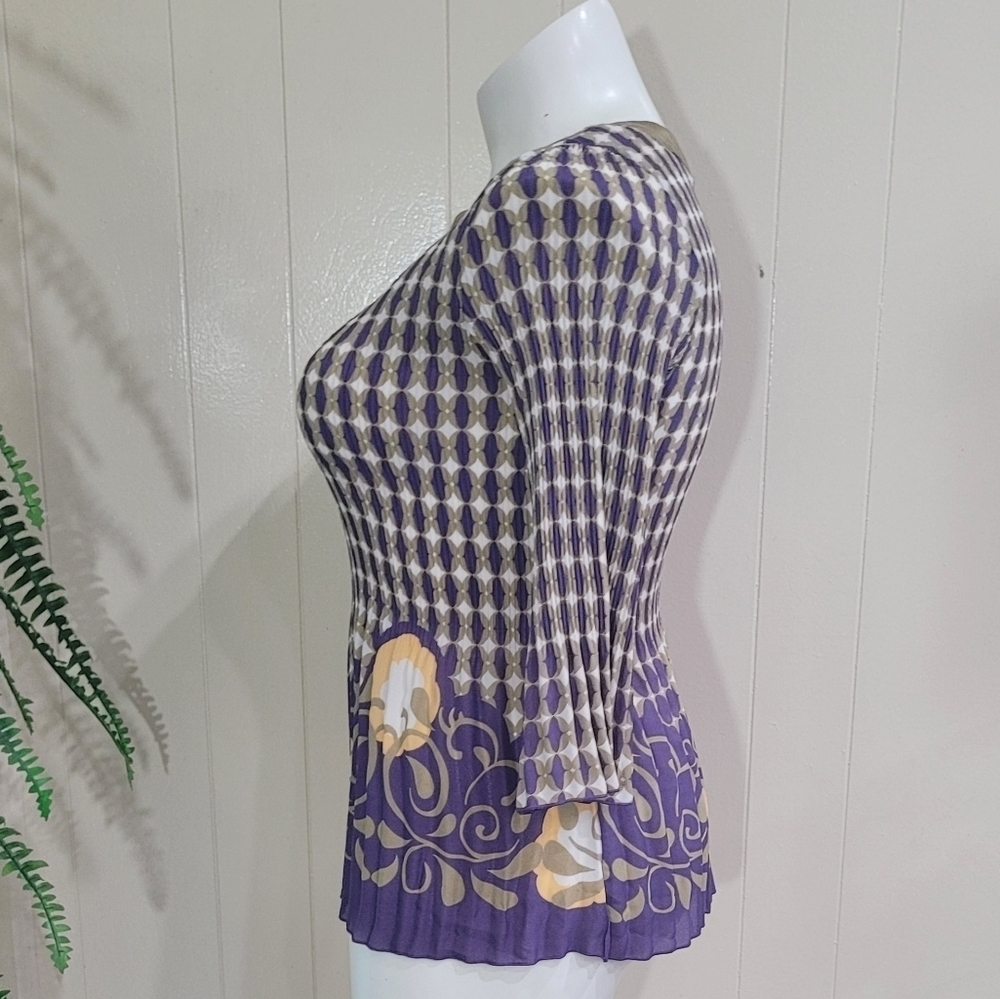 Vintage 90s PIANO Lightweight Pleated Shirt Blouse Womens Top Size L - Picture 4 of 11